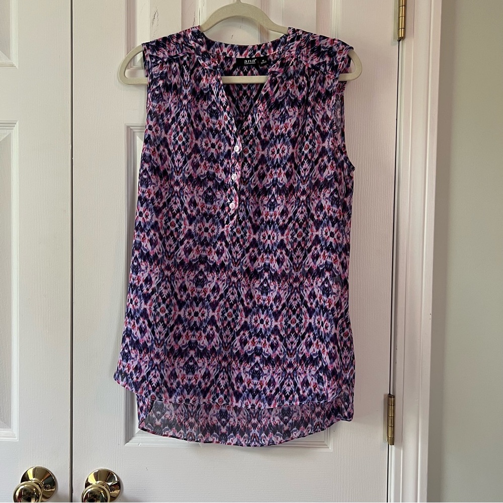 a.n.a Sleeveless Top - Pink and Blue Pattern